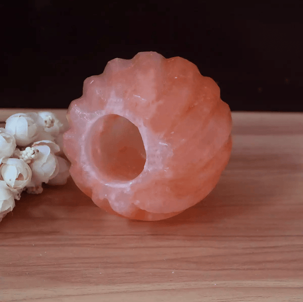 Spherical Flower Himalayan Salt Lamp Candle Holder Unlit