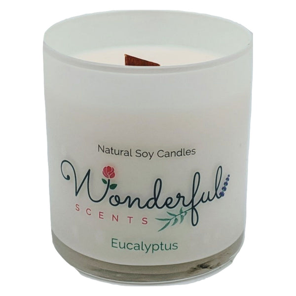 Wonderful Scents 11 oz Tumbler Candle Wood Wick Eucalyptus