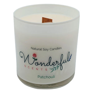 Wonderful Scents 11 oz Tumbler Candle Wood Wick Patchouli