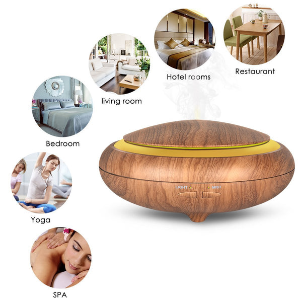 150 ml Ultrasonic Aroma Diffuser Woodgrain + Remote Control (Optional)