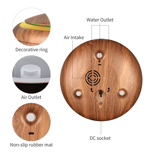 150 ml Ultrasonic Aroma Diffuser Woodgrain + Remote Control (Optional)