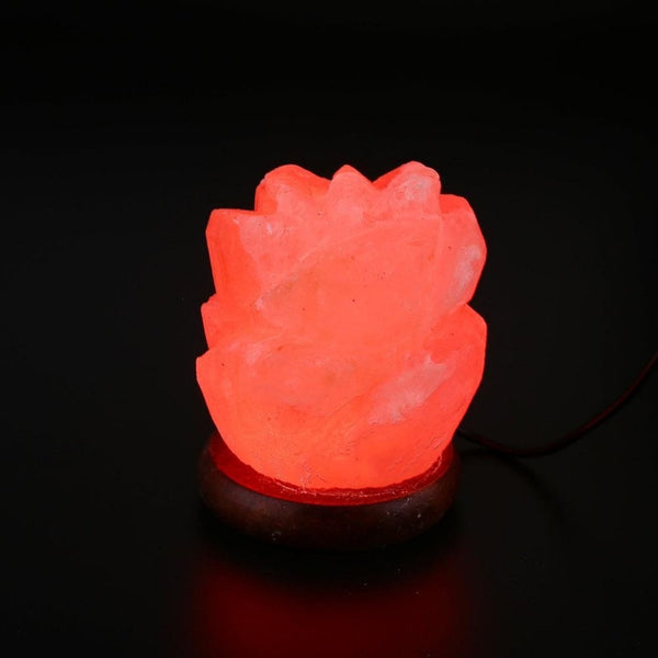 Red Glowing Rose Carved Himalayan Salt LED Lamp